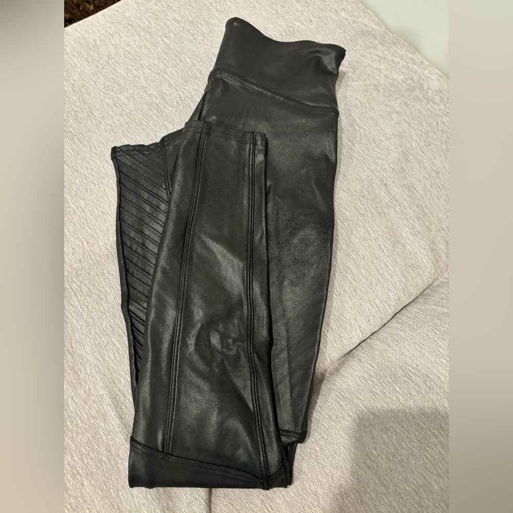 SPANX Black Faux Leather Leggings-size medium - Picture 16 of 16